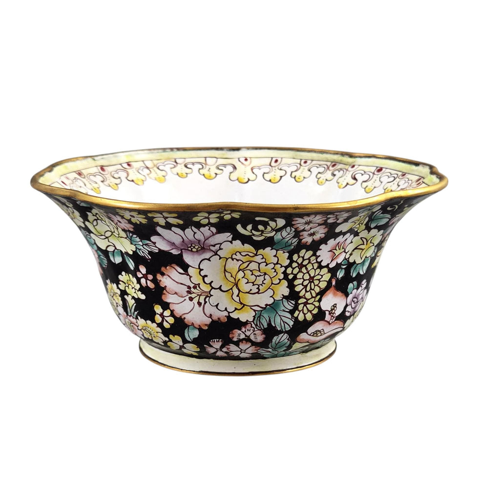 Chinese Canton Famille Noire Enamel-on-Copper Export Bowl, c. 1885-1905