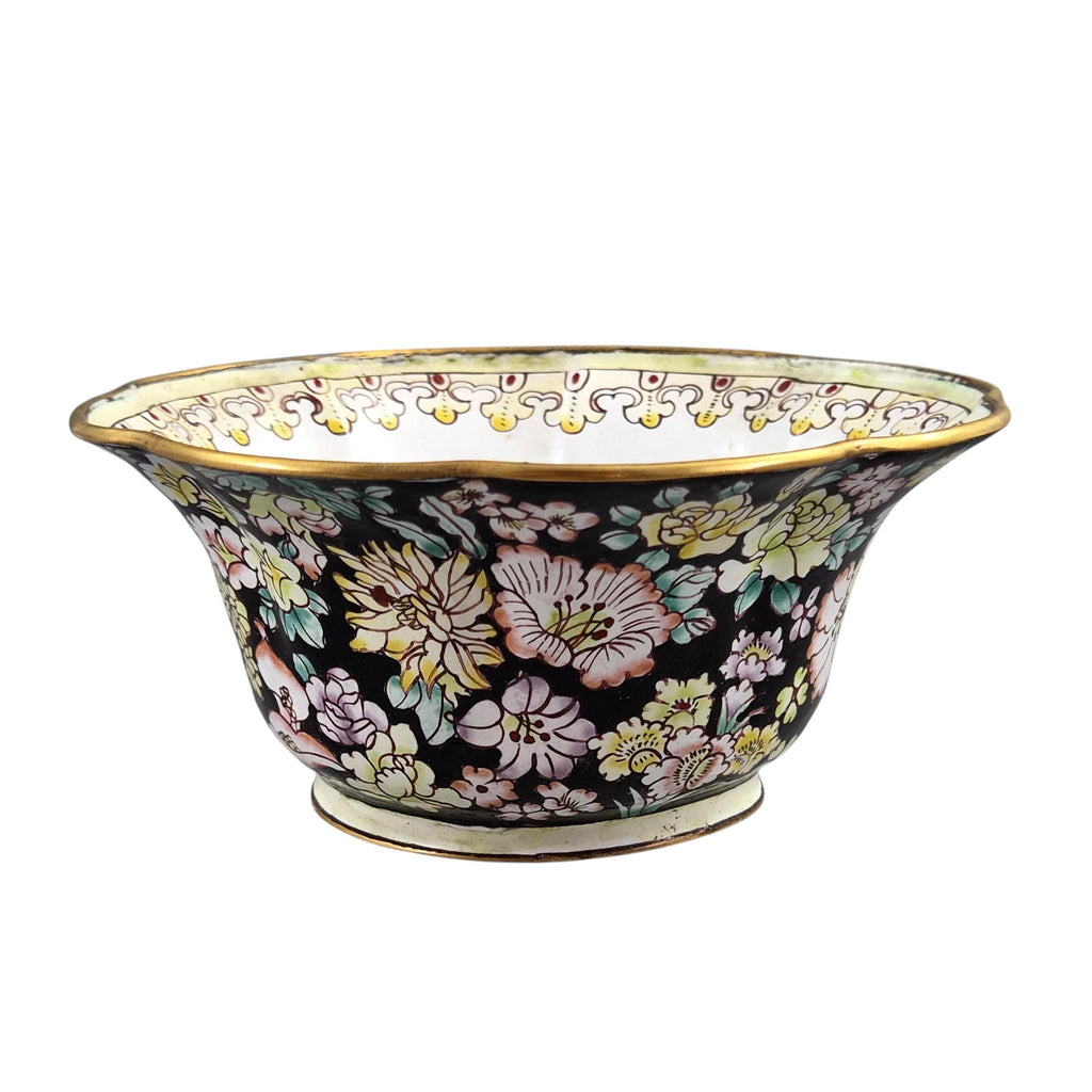 Chinese Canton Famille Noire Enamel-on-Copper Export Bowl, c. 1885-1905