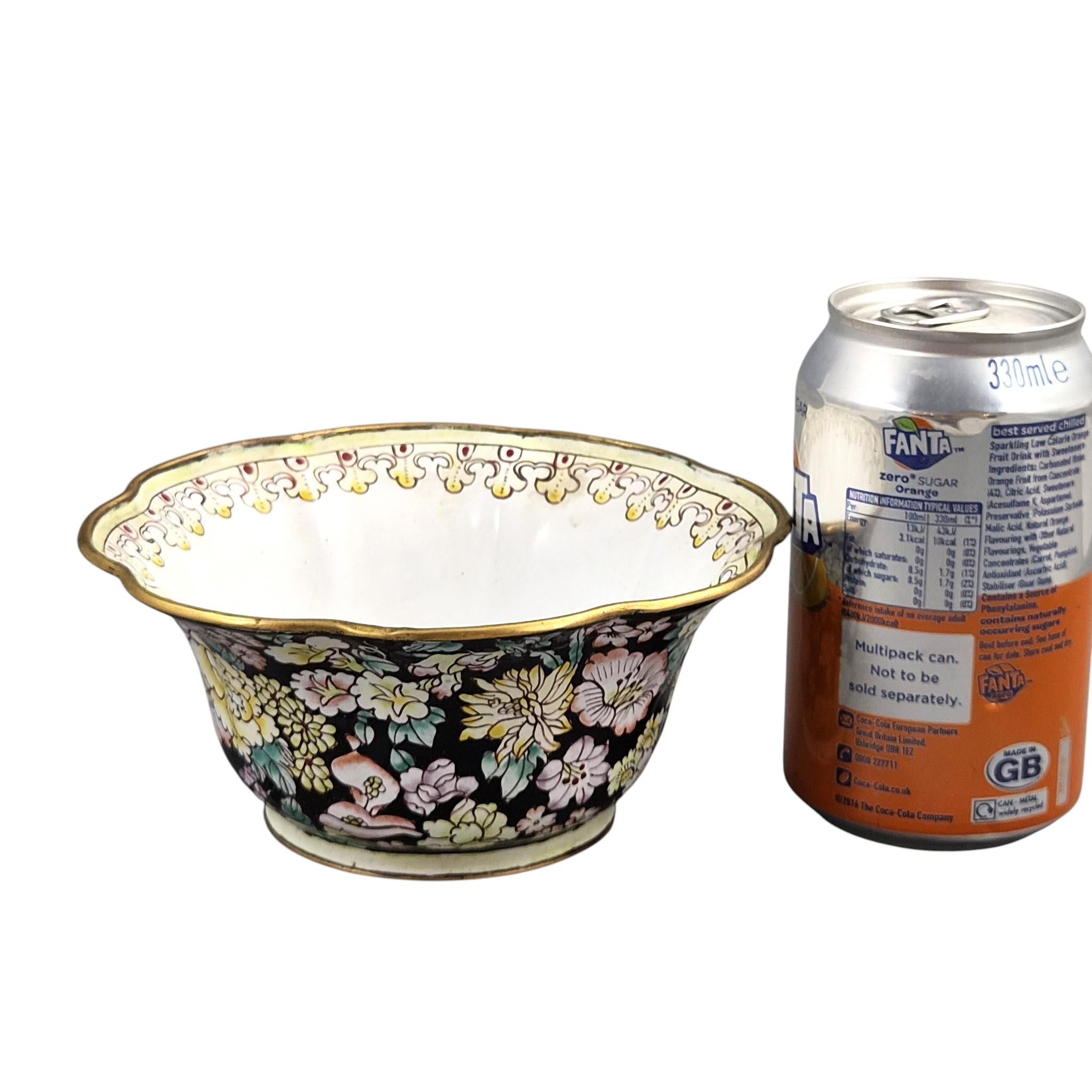 Chinese Canton Famille Noire Enamel-on-Copper Export Bowl, c. 1885-1905