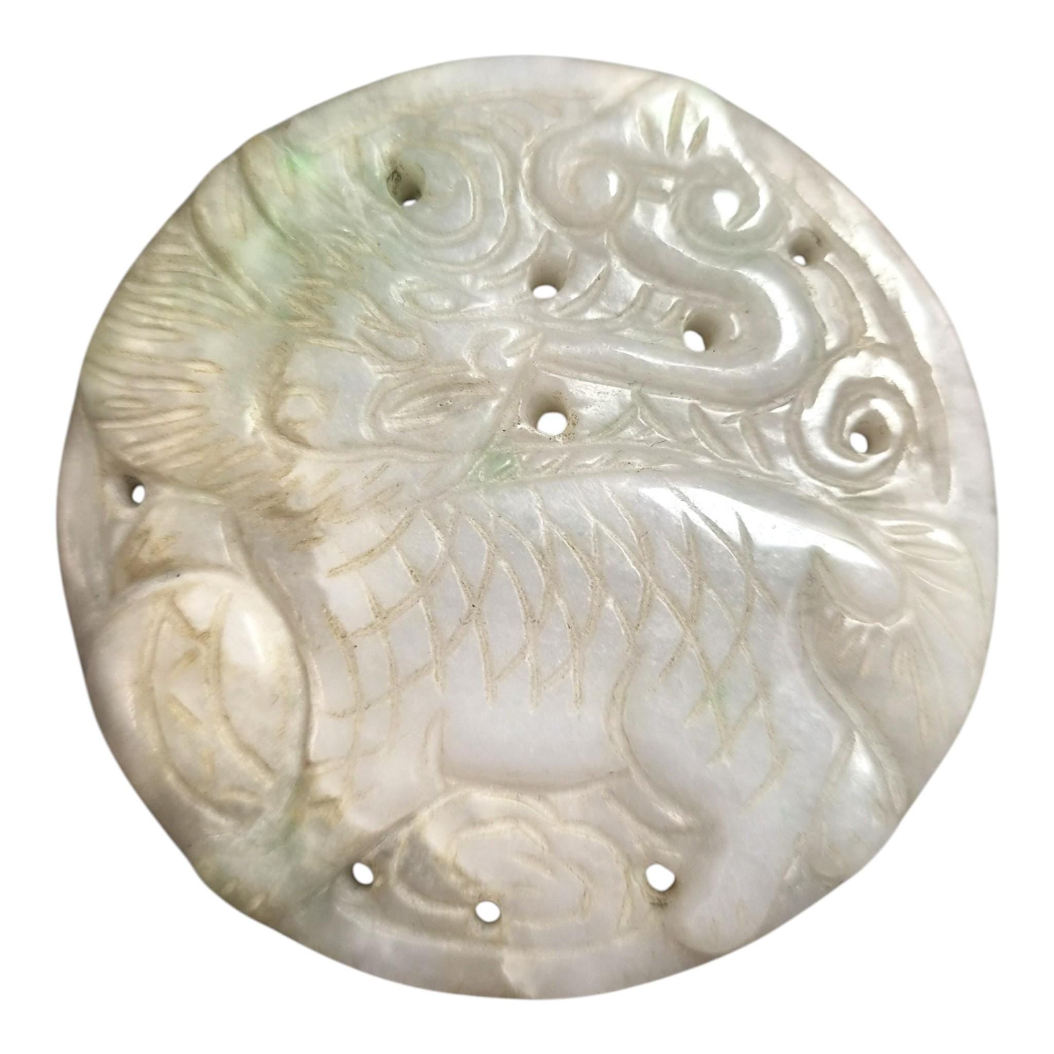 Chinese Hand-Carved Stone Amulets in Archaic Style (Fangu), Qilin Bi Disc, Chilong Dragon & Carp