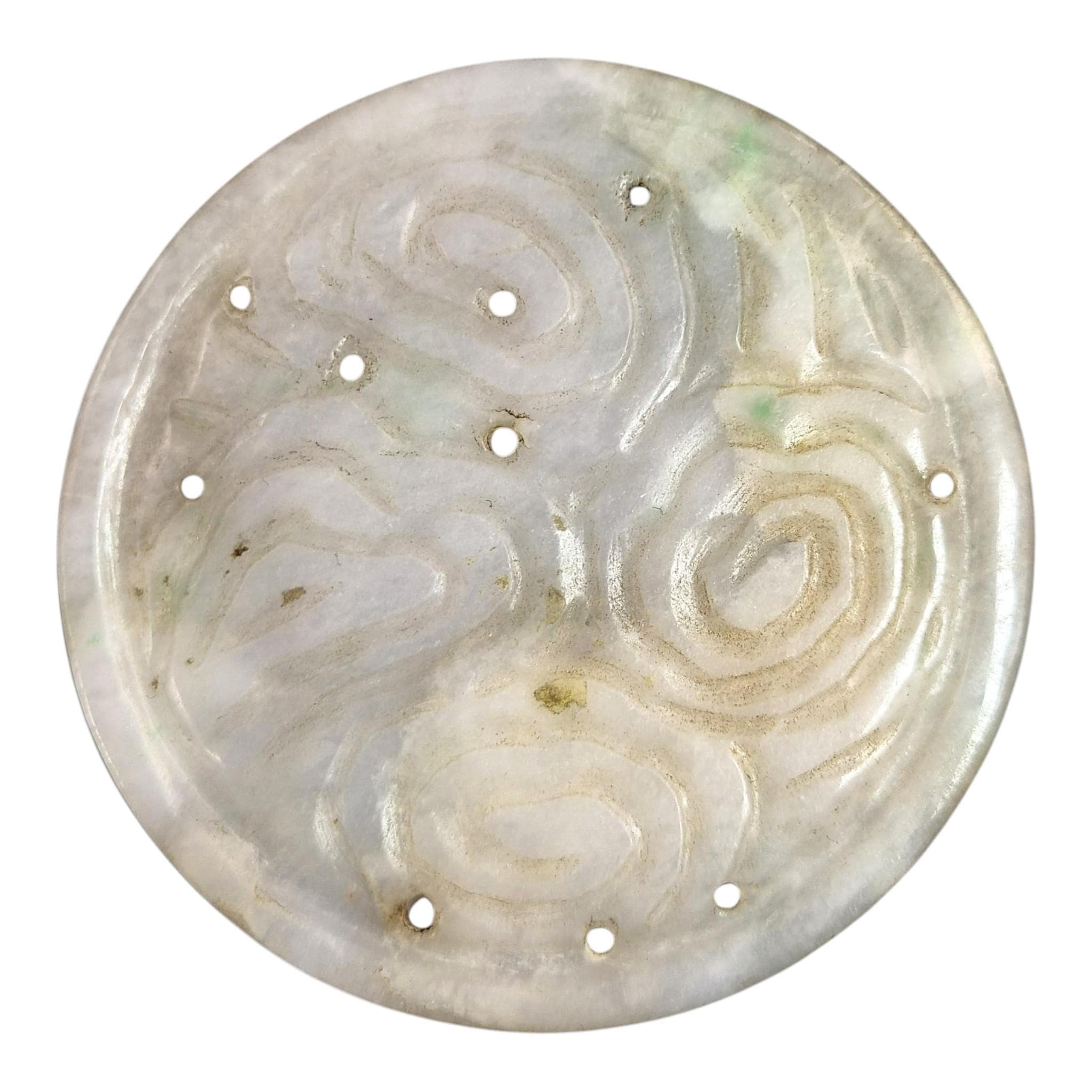 Chinese Hand-Carved Stone Amulets in Archaic Style (Fangu), Qilin Bi Disc, Chilong Dragon & Carp