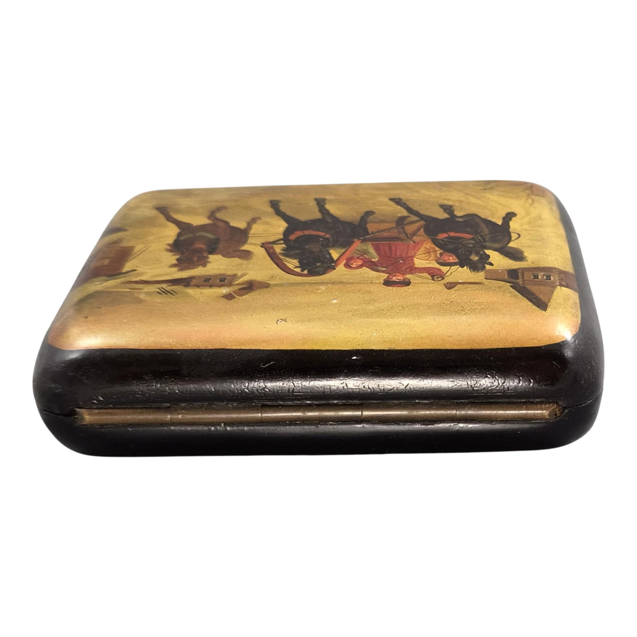 Russian Vishnyakov Attributed Papier-Mâché Lacquer Cigarette Case, c.1850-1870