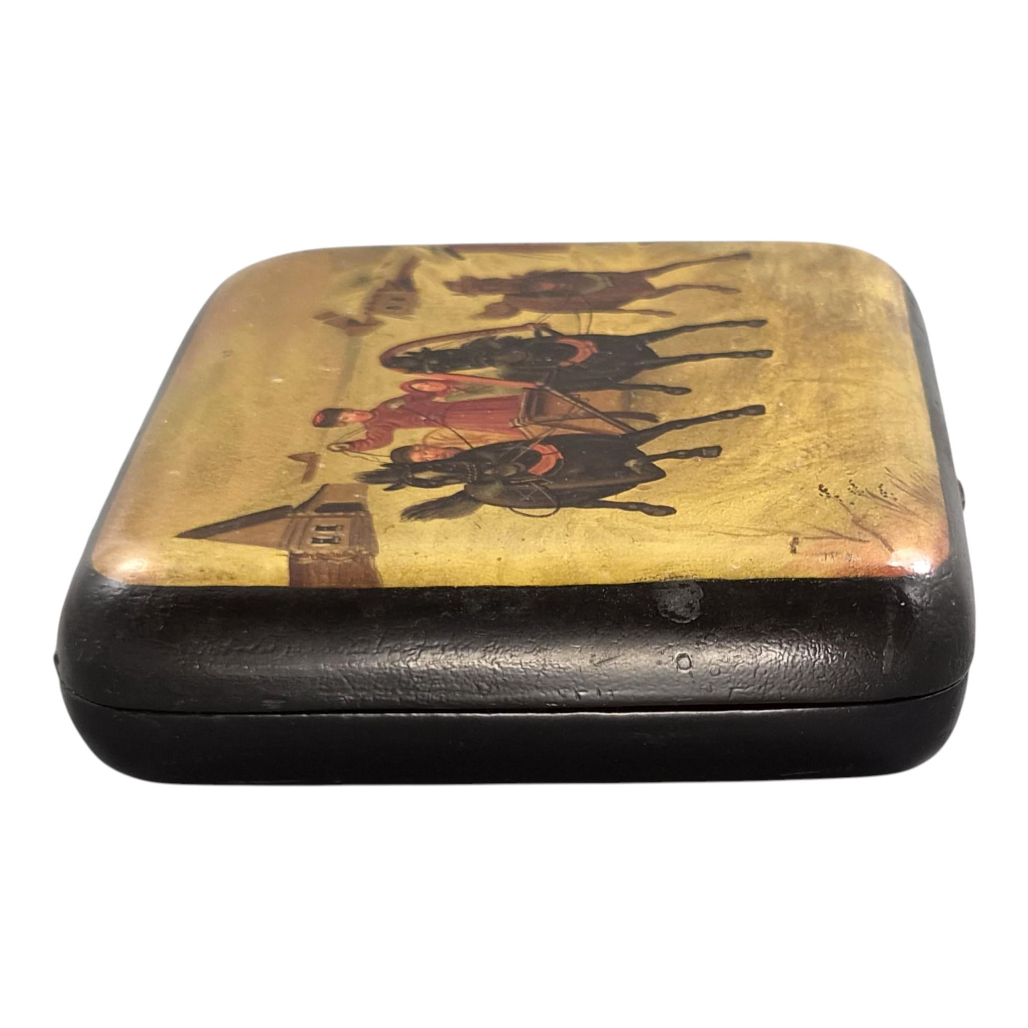 Russian Vishnyakov Attributed Papier-Mâché Lacquer Cigarette Case, c.1850-1870