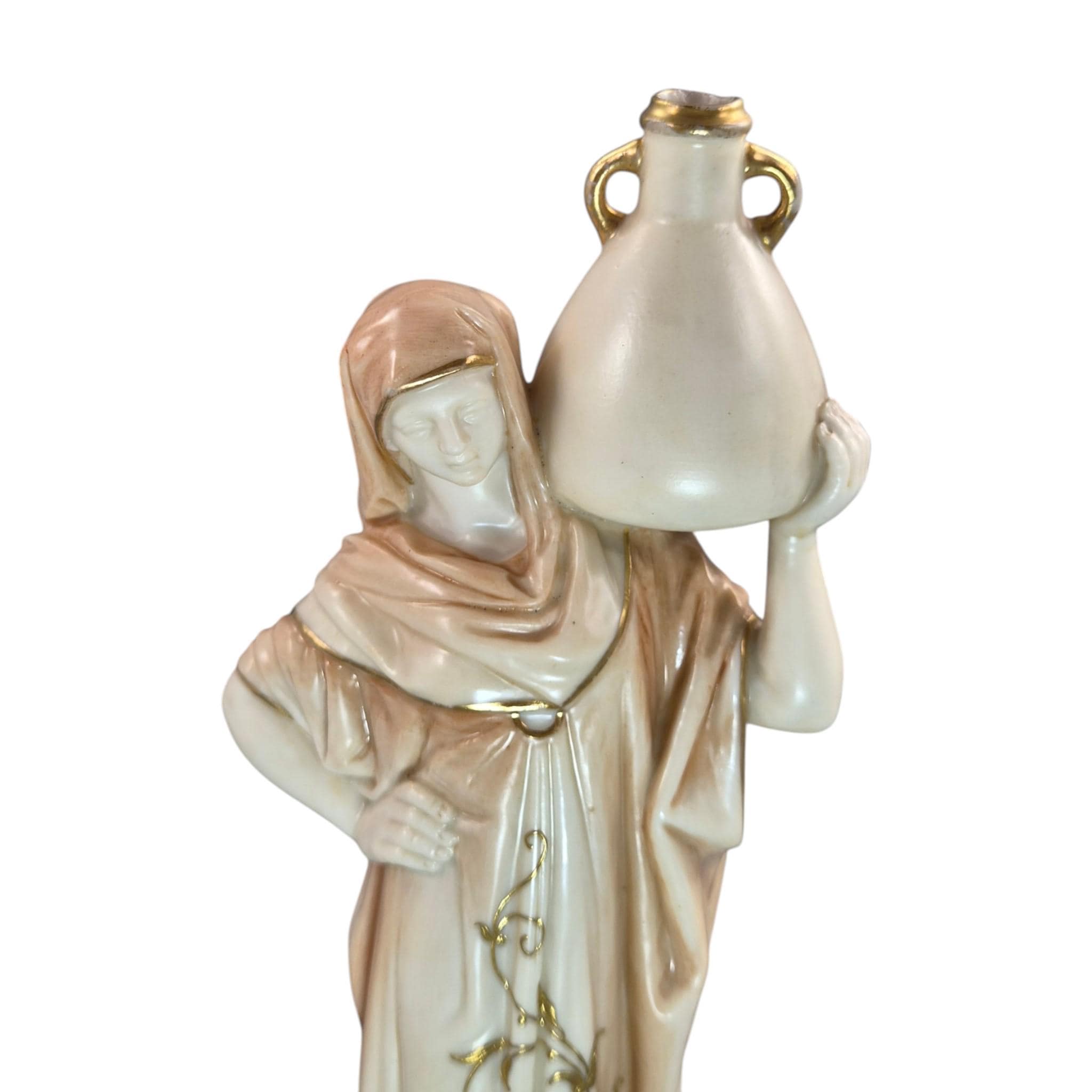Royal Worcester Blush Ivory Cairo Water Carriers by James Hadley, Pair of Orientalist Porcelain Figures, 1901-1902