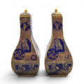 Rare Pair Mason's Patent Ironstone Mazarine Blue Vases Pattern 1566 c1830-48