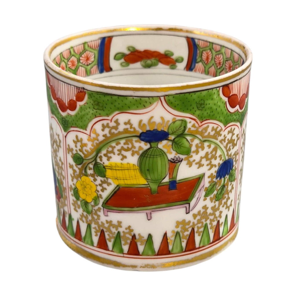 Worcester Dragon in Compartments Coffee Cup and Saucer, c.1820