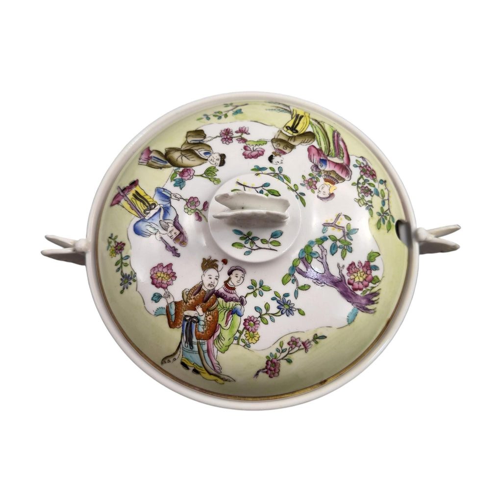 Rare Spode Felspar Porcelain Butterfly Handled Covered Pedestal Bowl c1821 Chinoiserie