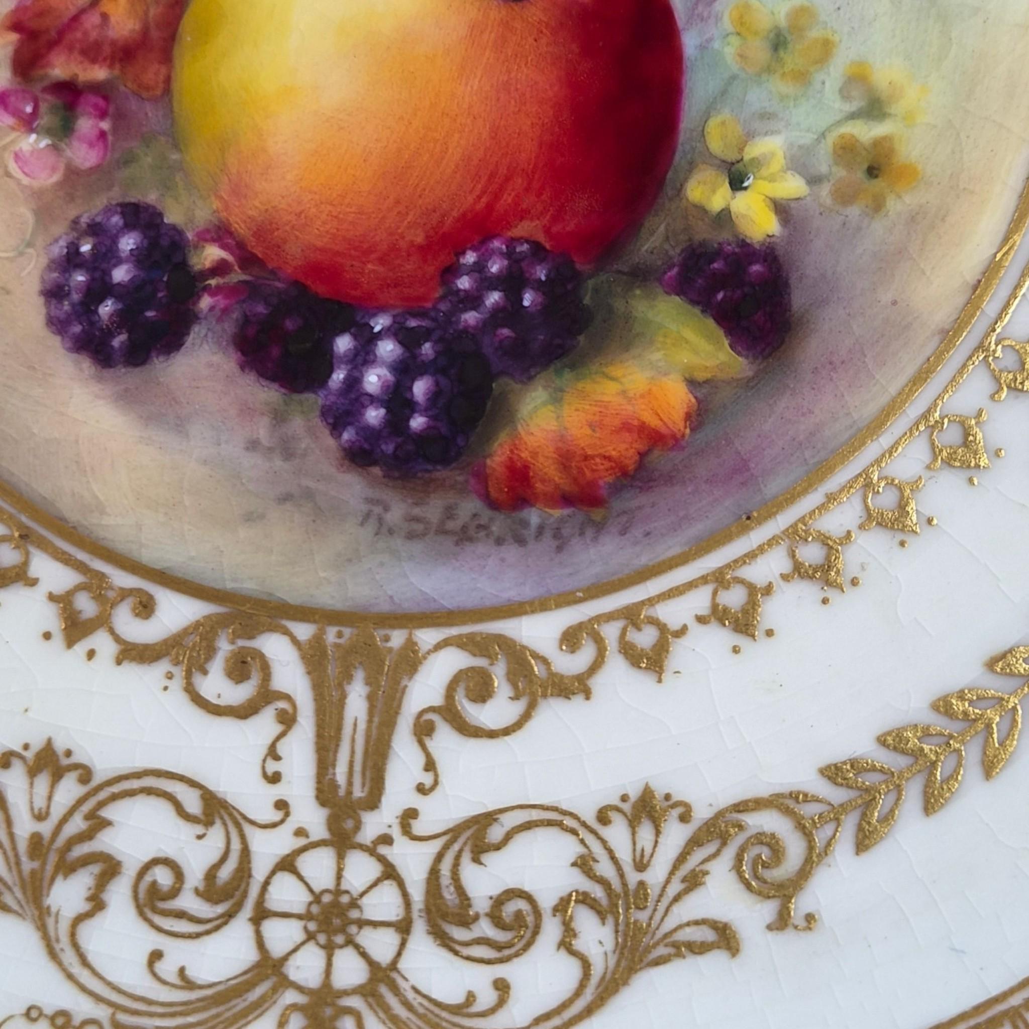 Royal Worcester Richard Sebright Painted Fruit Cabinet Plate, Cobalt & Gold, 1935