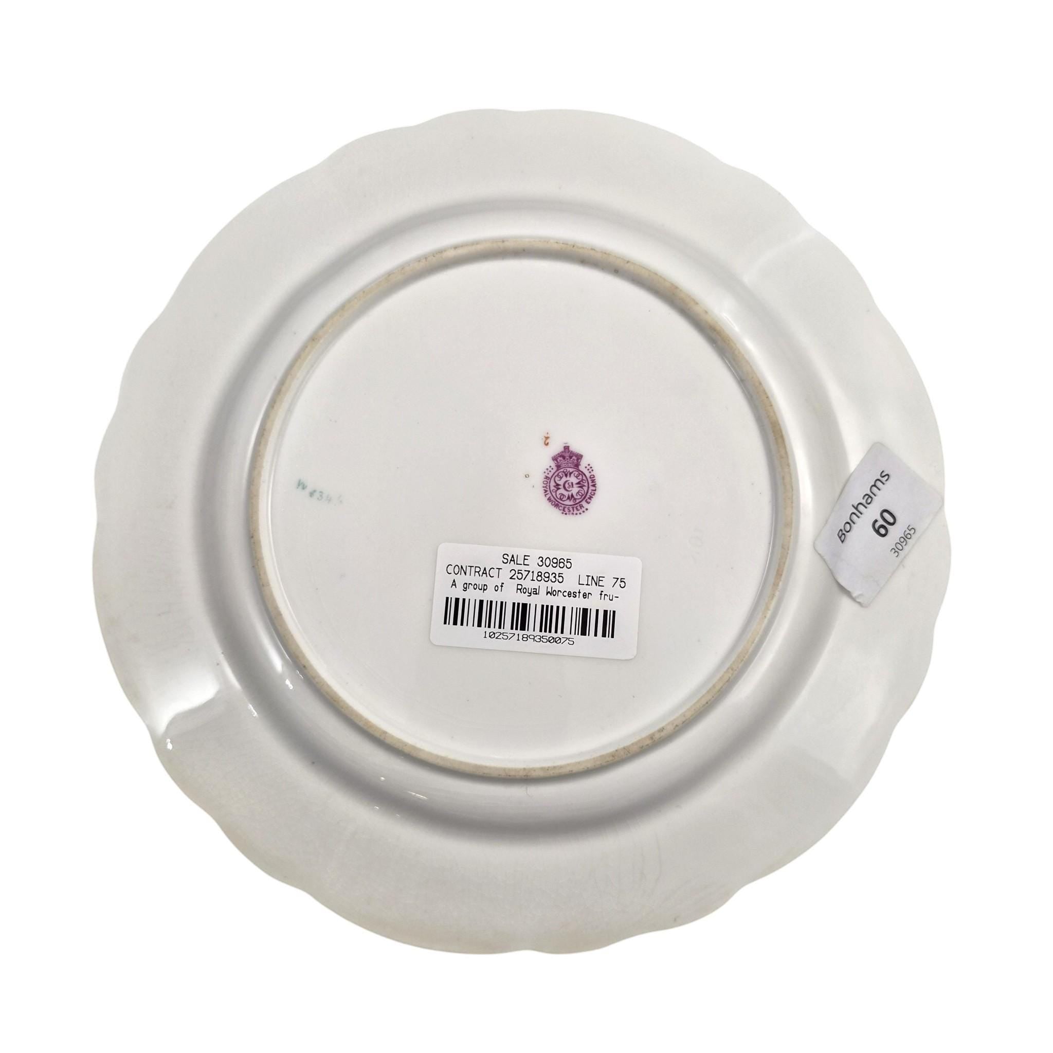 Royal Worcester Richard Sebright Painted Fruit Cabinet Plate, Cobalt & Jewelled Gold, 1911