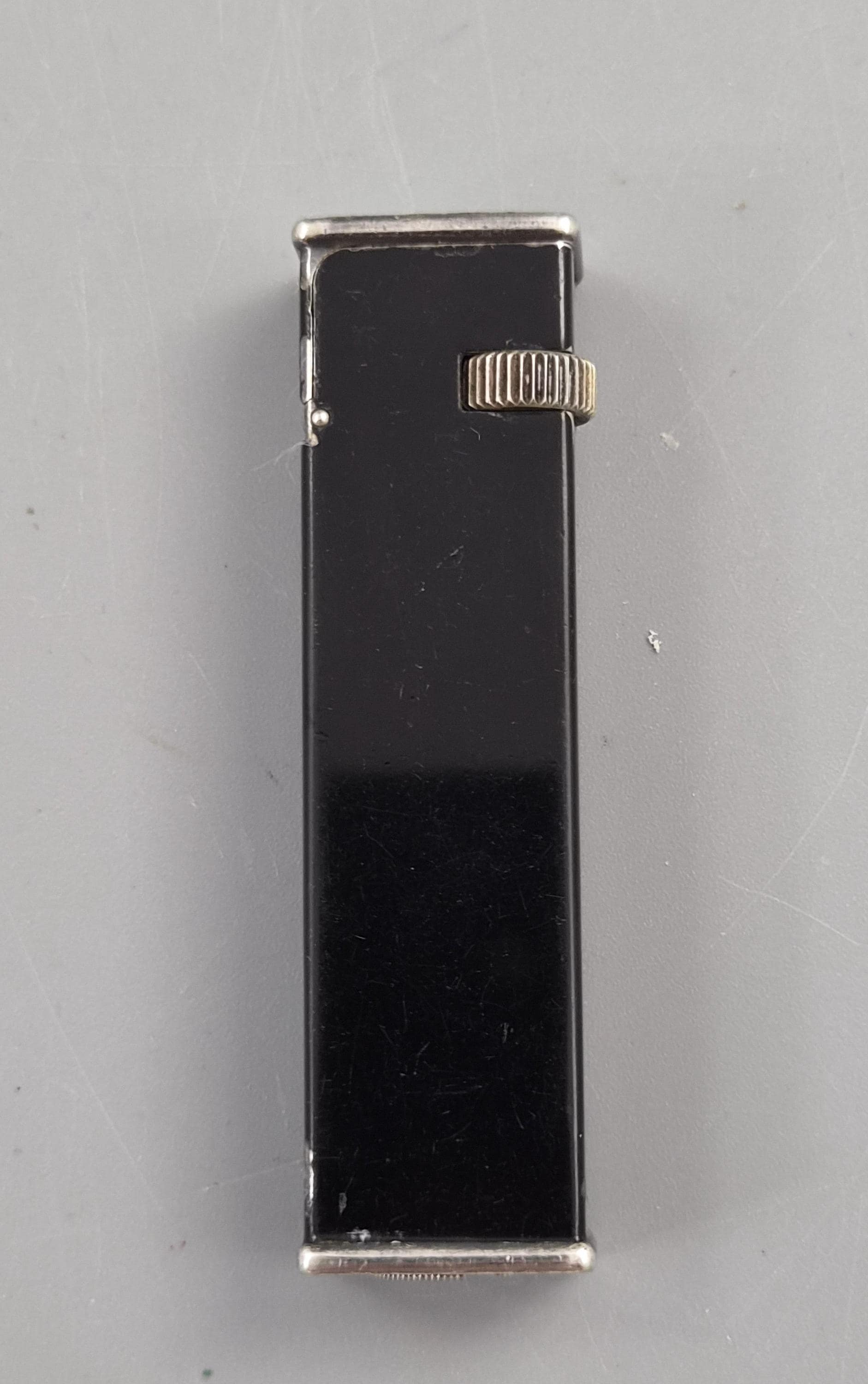 Rare Dunhill Tallboy Cartier Licence Black Lacquer Petrol Lighter c1933 Art Deco England