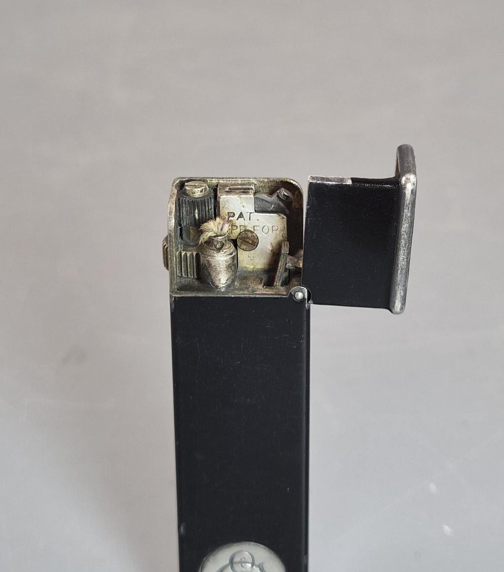 Rare Dunhill Tallboy Cartier Licence Black Lacquer Petrol Lighter c1933 Art Deco England
