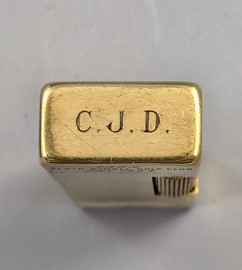 1967 Vintage Dunhill Rollagas Gold Plated Lighter Barley Pattern Blair Atholl Golf Club Boxed Collectible