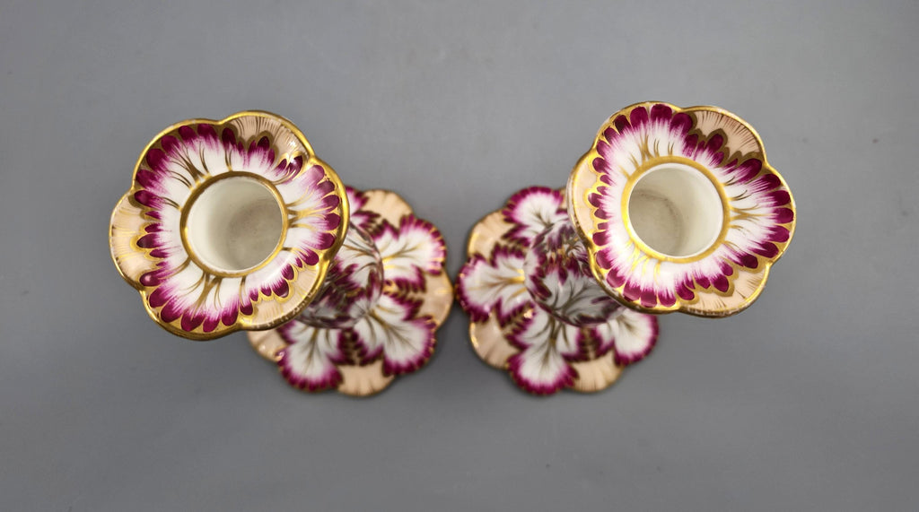 Ridgway, Pair of Porcelain Foliage Candlesticks, Pattern 1070, c.1825–1830