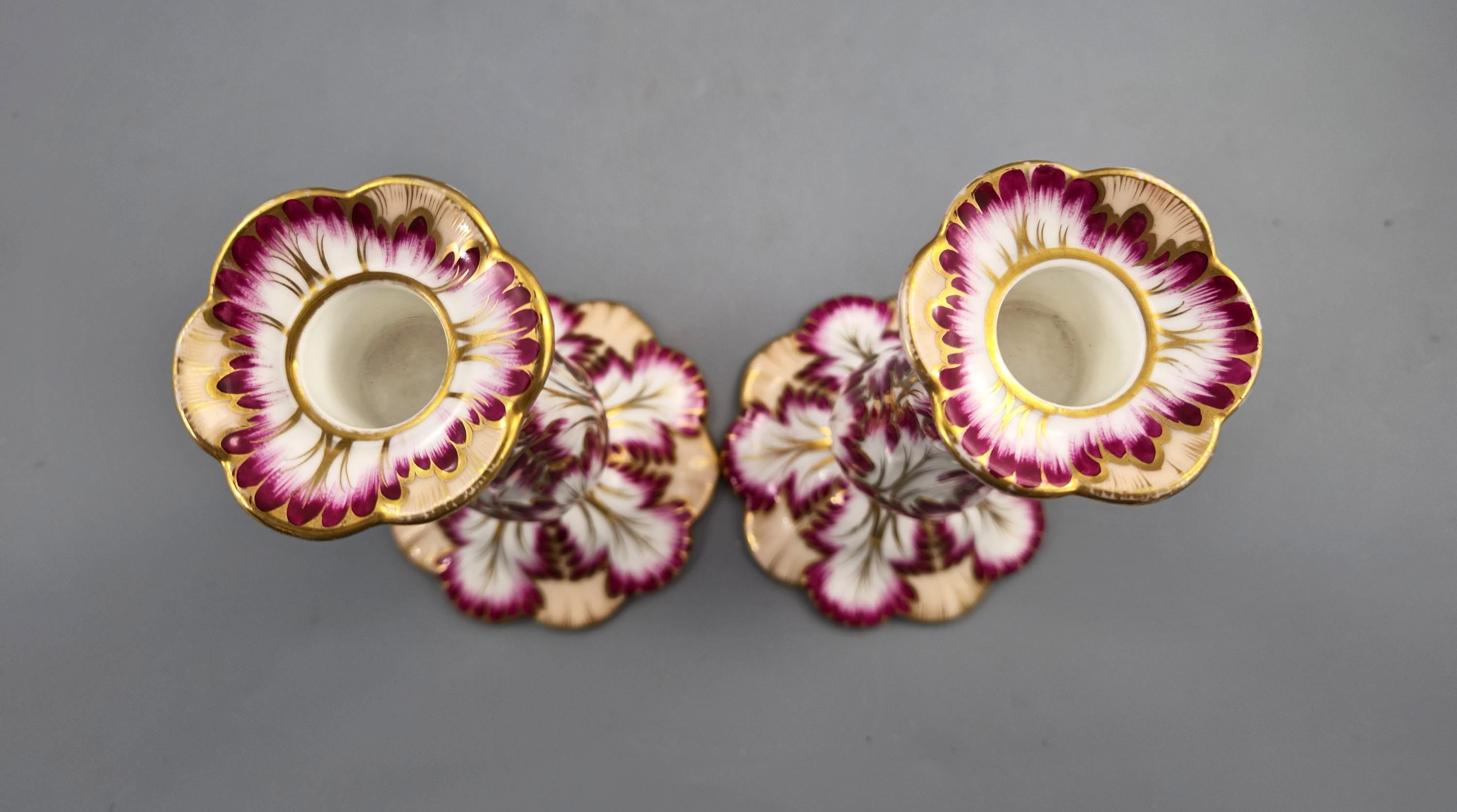 Ridgway, Pair of Porcelain Foliage Candlesticks, Pattern 1070, c.1825–1830