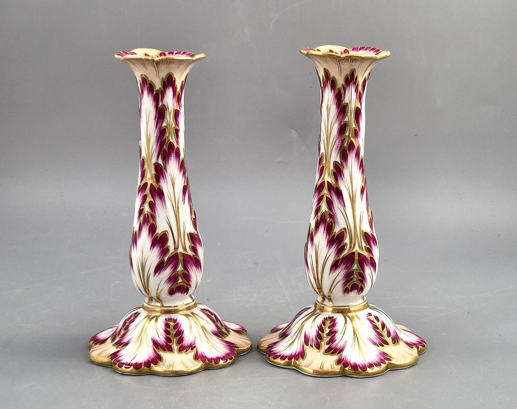 Ridgway, Pair of Porcelain Foliage Candlesticks, Pattern 1070, c.1825–1830