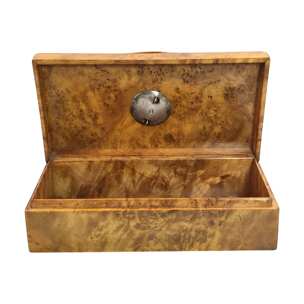 1914 Romanov Era Karelian Birch Officer Box with Silver Enamel Badge