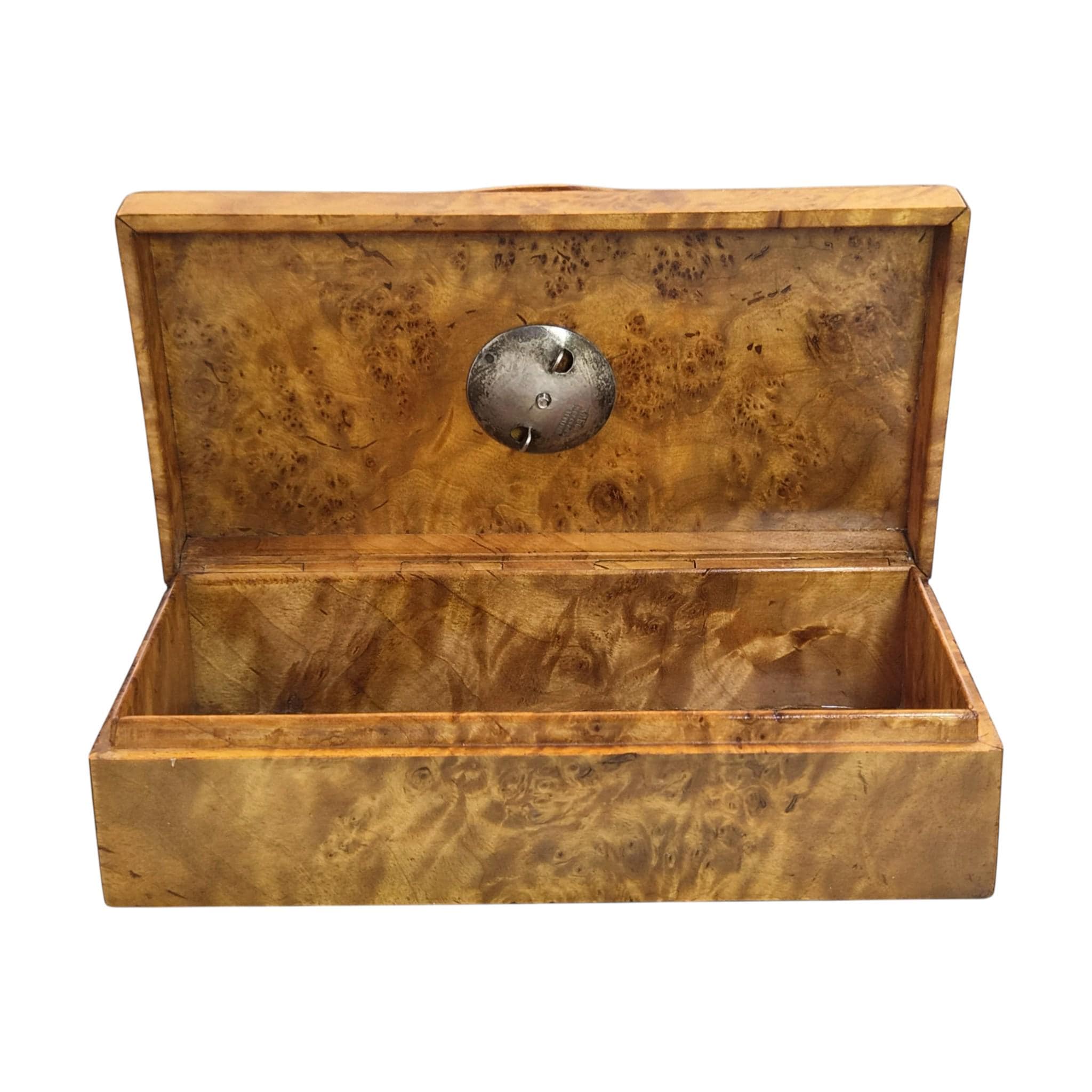 1914 Romanov Era Karelian Birch Officer Box with Silver Enamel Badge
