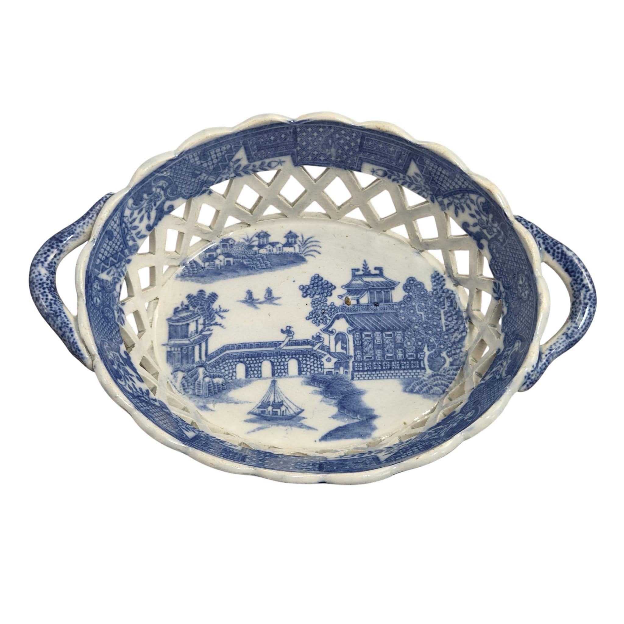 Spode Regency Reticulated Chestnut Basket, Long Bridge Pattern, c.1810–1815