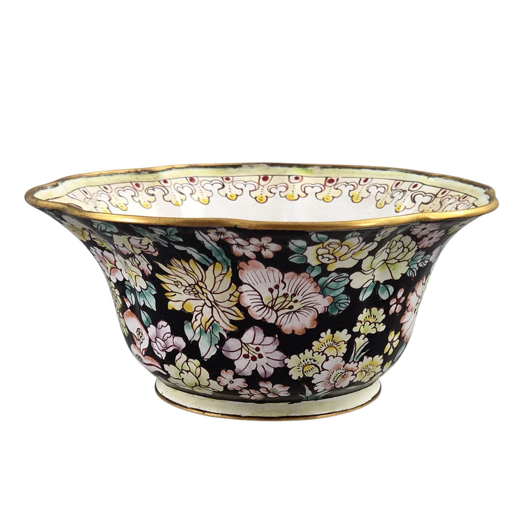 Chinese Canton Famille Noire Enamel-on-Copper Export Bowl, c. 1885-1905