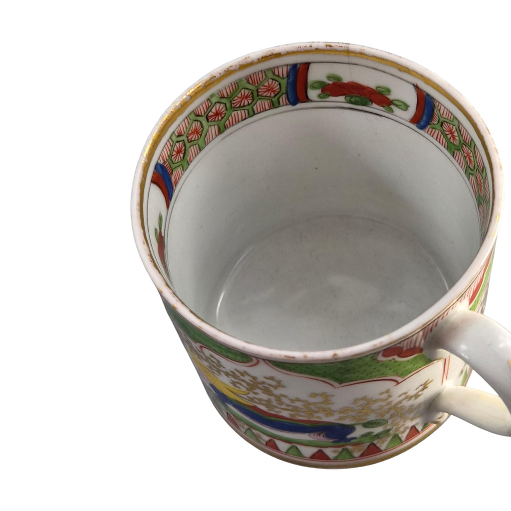 Worcester Dragon in Compartments Coffee Cup and Saucer, c.1820