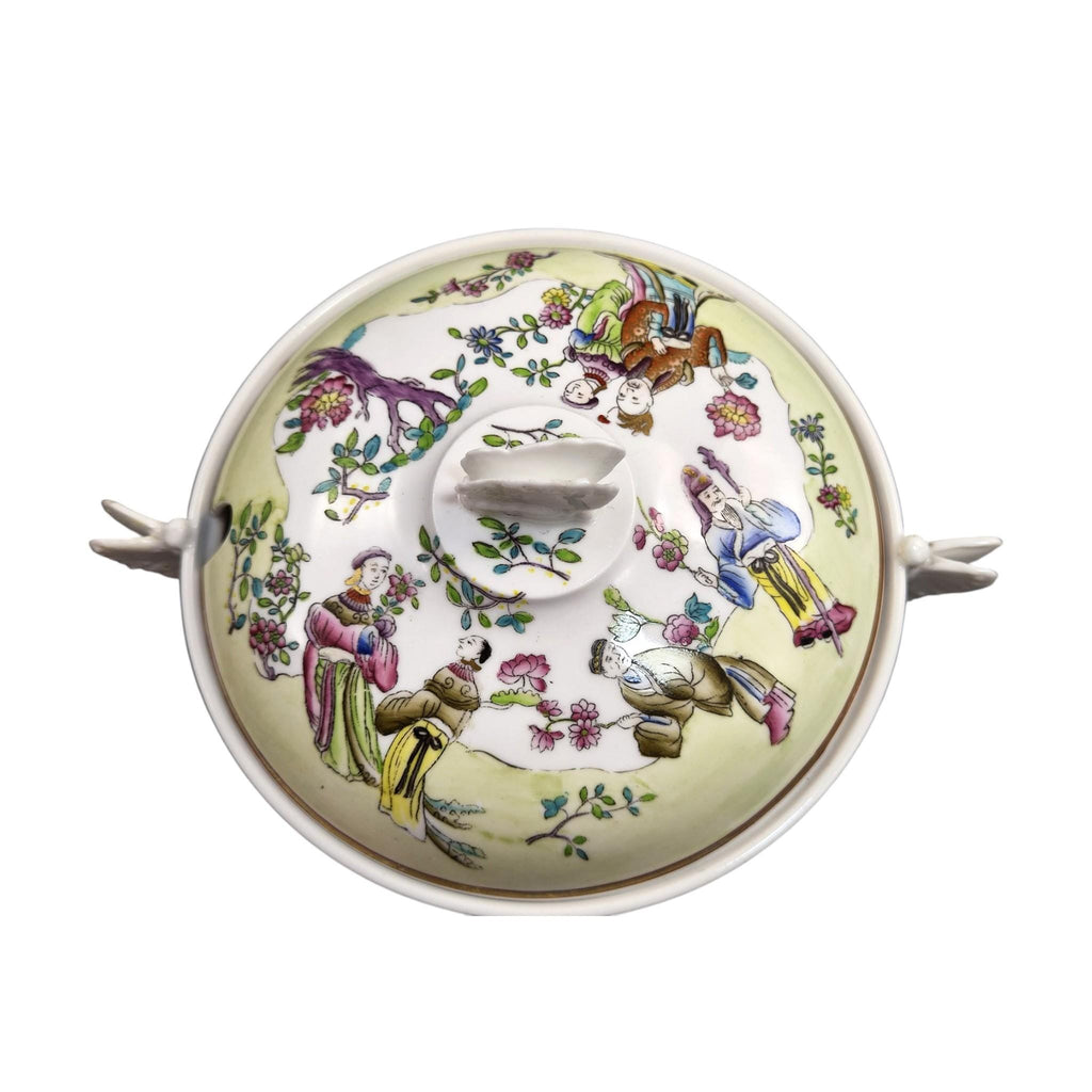 Rare Spode Felspar Porcelain Butterfly Handled Covered Pedestal Bowl c1821 Chinoiserie