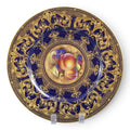 Royal Worcester Brian Leaman Painted Fruit Cabinet Plate Cobalt Gold c.1970s