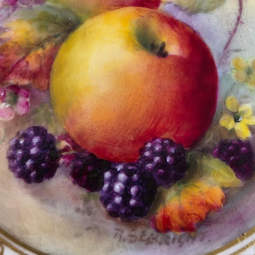 Royal Worcester Richard Sebright Painted Fruit Cabinet Plate, Cobalt & Gold, 1935