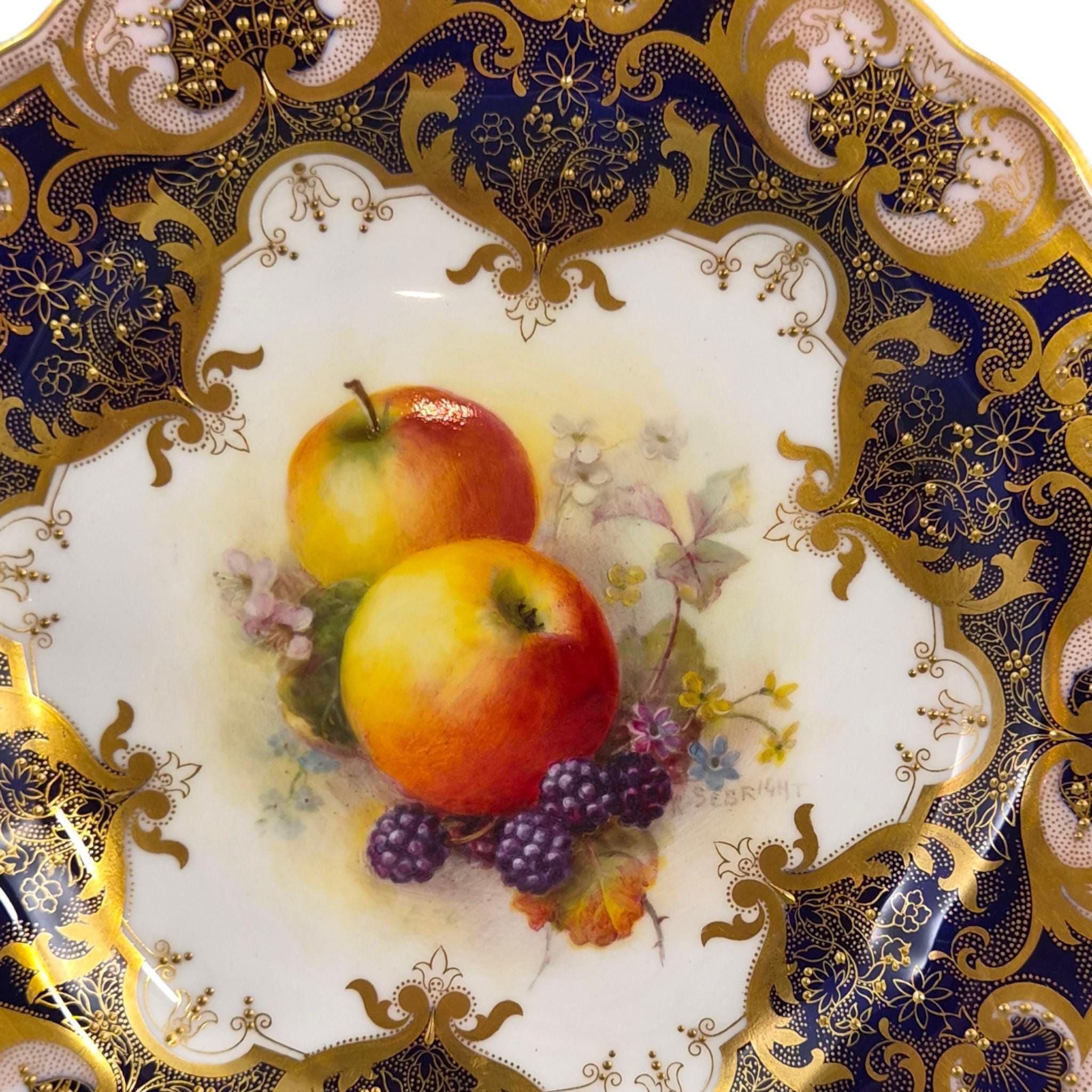 Royal Worcester Richard Sebright Signed Painted Fruit Cabinet Plate 1937
