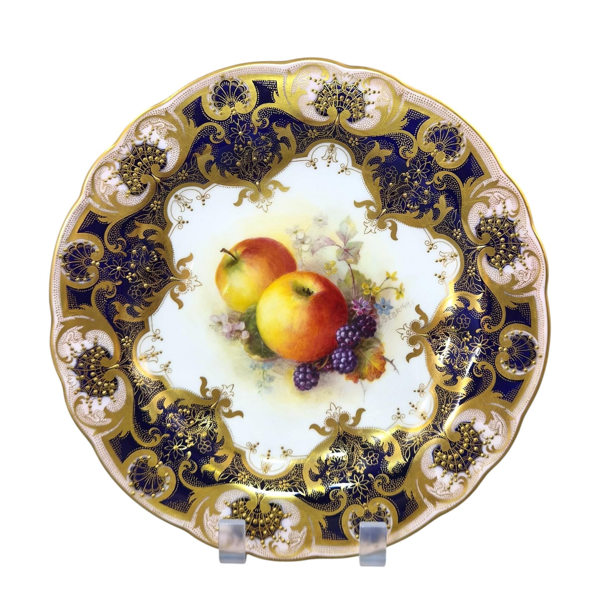 Royal Worcester Richard Sebright Signed Painted Fruit Cabinet Plate 1937