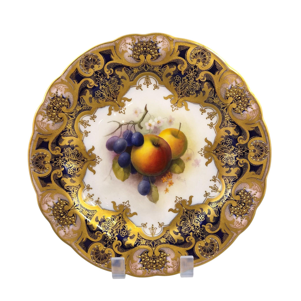 Royal Worcester Albert Shuck Signed Hand-Painted Fruit Cabinet Plate 1918