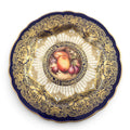 Royal Worcester Richard Sebright Signed Painted Fruit Cabinet Plate, C1970, Cobalt & Gold, 1923