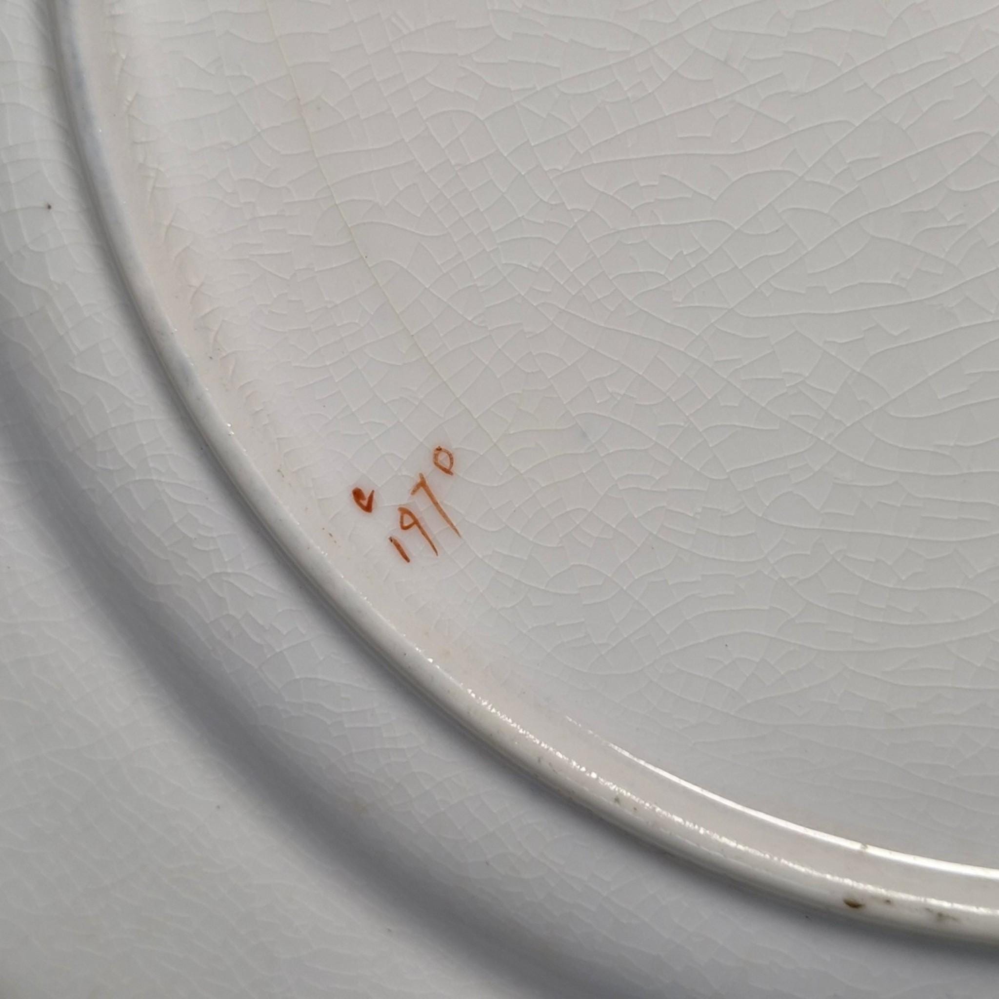 Royal Worcester Richard Sebright Signed Painted Fruit Cabinet Plate, C1970, Cobalt & Gold, 1923