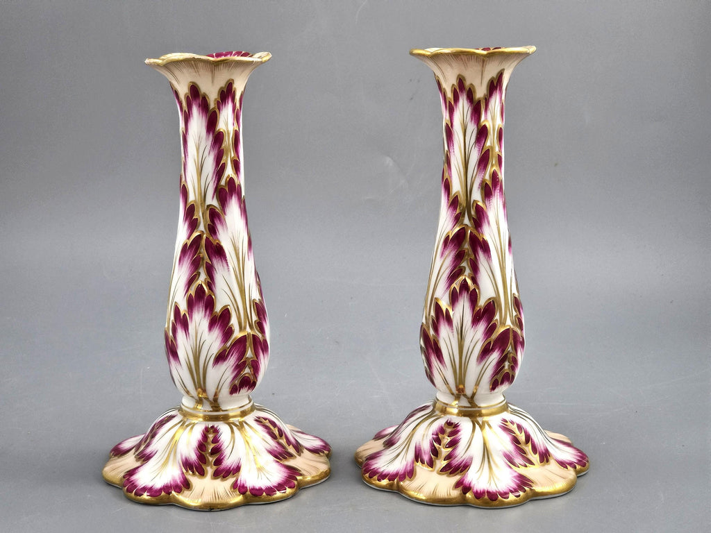 Ridgway, Pair of Porcelain Foliage Candlesticks, Pattern 1070, c.1825–1830