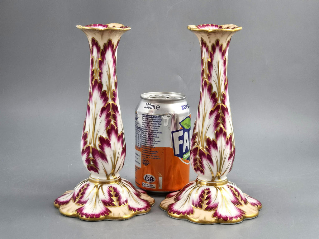 Ridgway, Pair of Porcelain Foliage Candlesticks, Pattern 1070, c.1825–1830